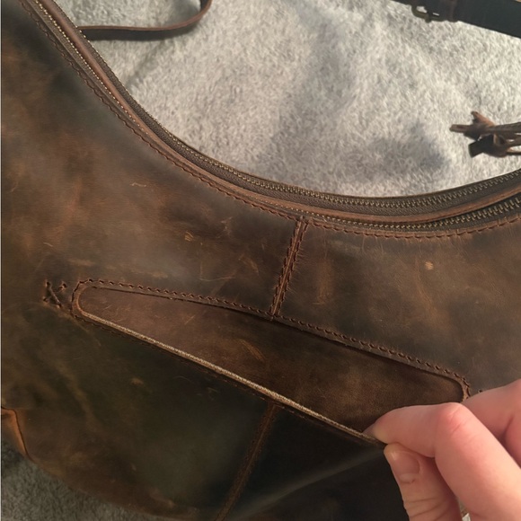 Born Brown Leather Hobo Distressed Shoulder Bag Purse Y2K - Picture 8 of 12